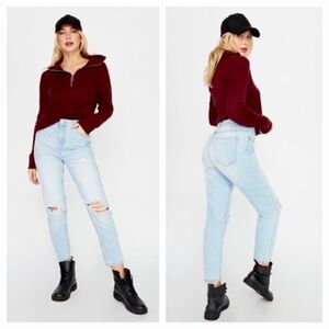 NWT SWS Denim Ultra High Rise Mom Distressed Jeans